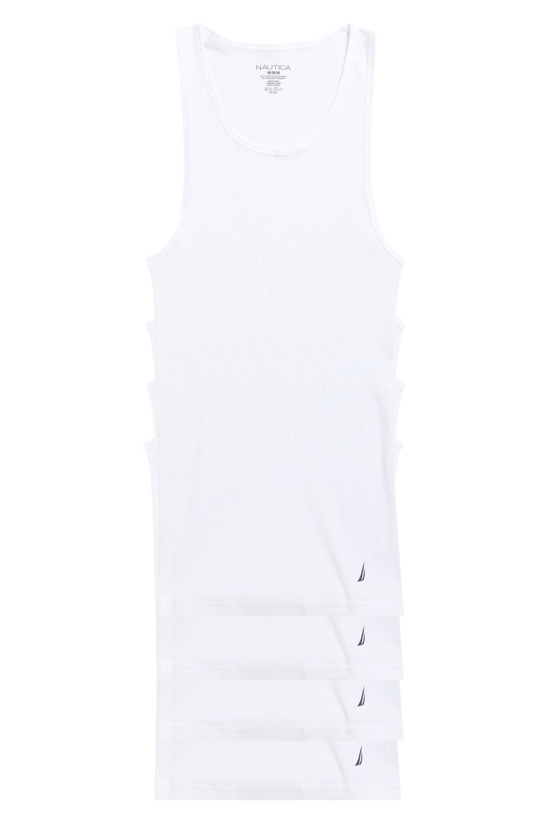 4-Pack Ribbed A-Shirts, Main, color, WHITE