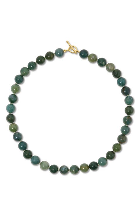 Luna 14k Gold Moss Agate Necklace