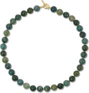 EF Collection Luna 14k Gold Moss Agate Necklace