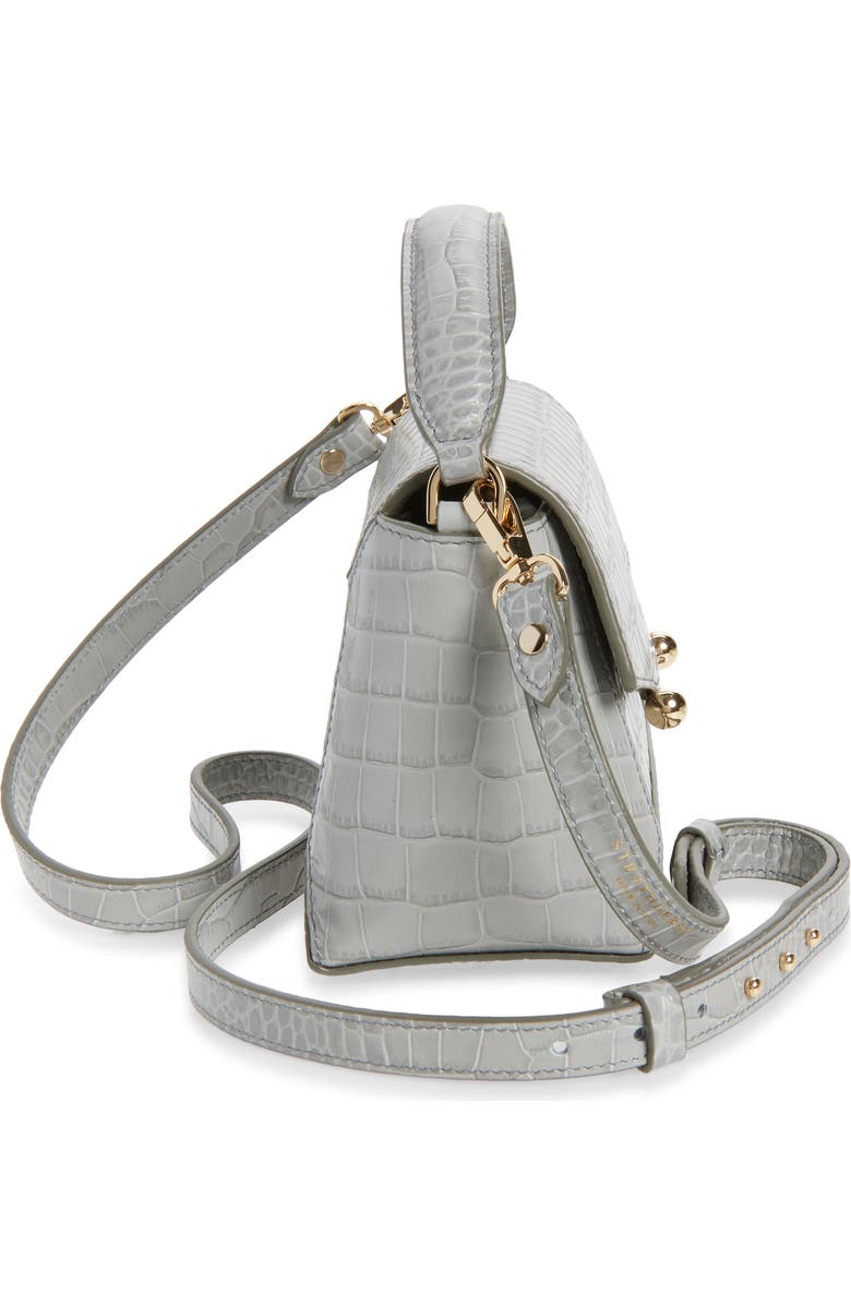 Strathberry Nano Mosaic Croc Embossed Top Handle Bag, Alternate, color, Stone Grey
