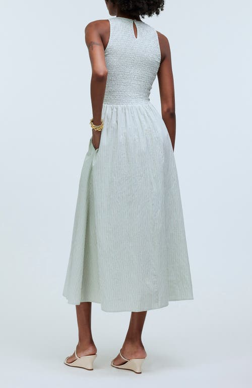 Madewell The Melody Smocked Midi Dress In Pistachio