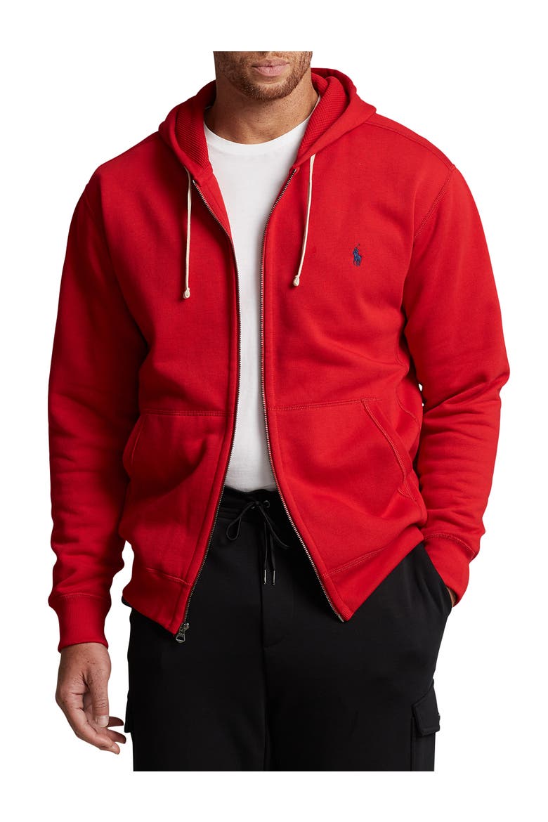 Big & Tall Fleece Zip-Front Hoodie, Main, color, RL2000 RED