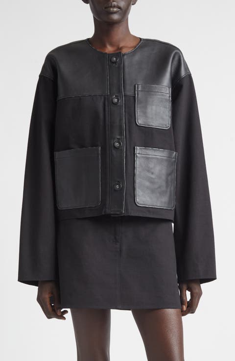 Cleo Cotton Canvas & Leather Jacket