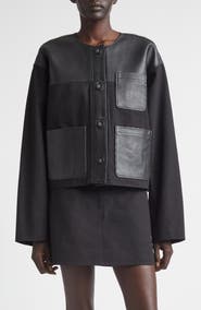Stand Studio Cleo Cotton Canvas & Leather Jacket