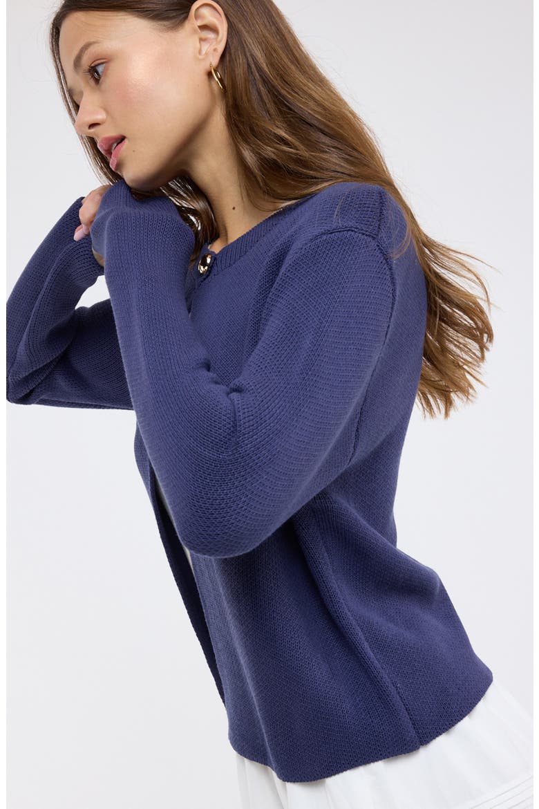Single Button Cardigan, Alternate, color, NAVY