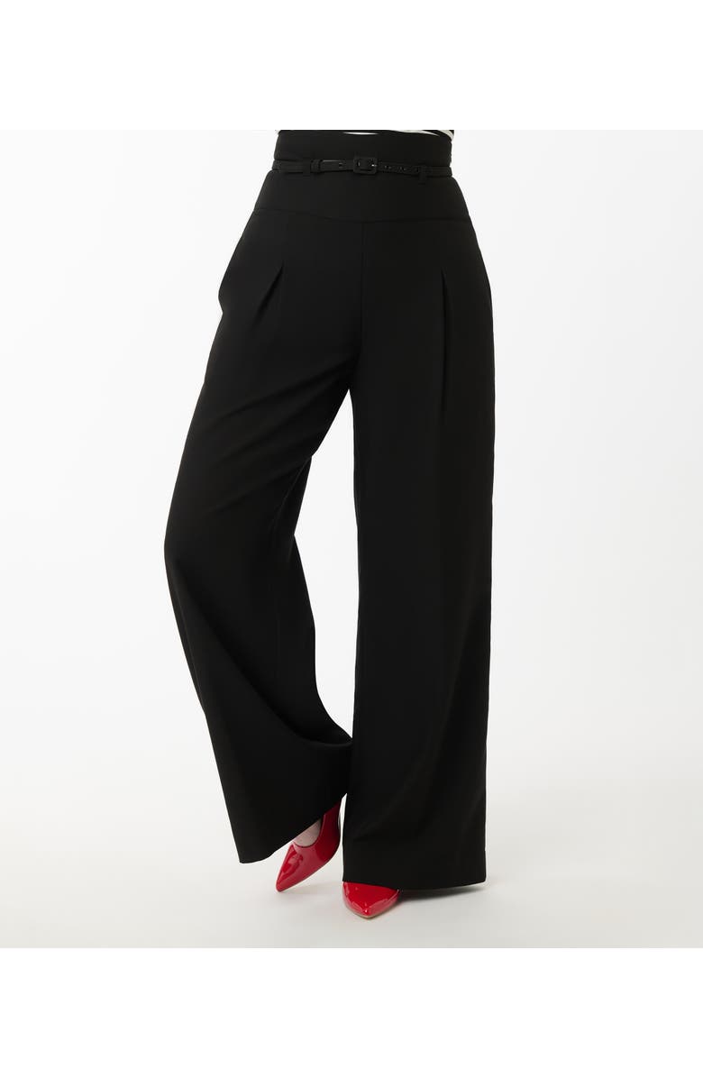 Unique Vintage Wide Leg Pleated Pants, Alternate, color, Black