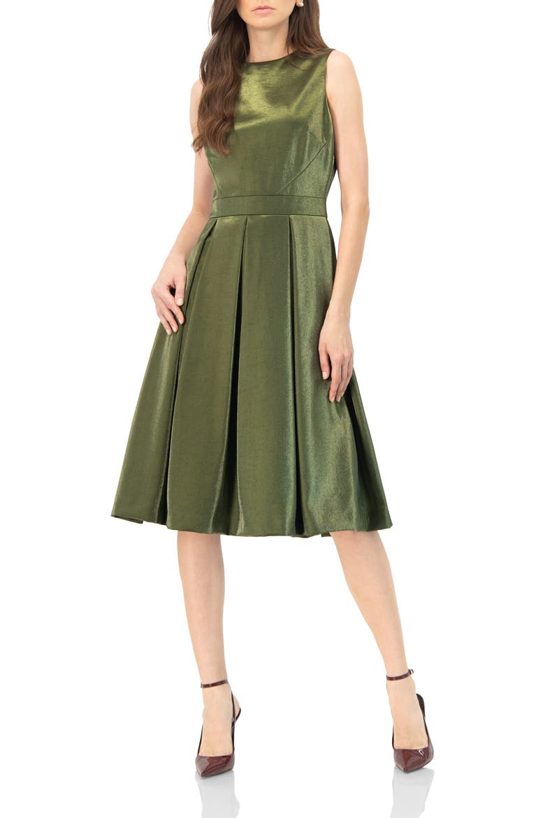 Sleeveless A-Line Dress, Main, color, Olive Green
