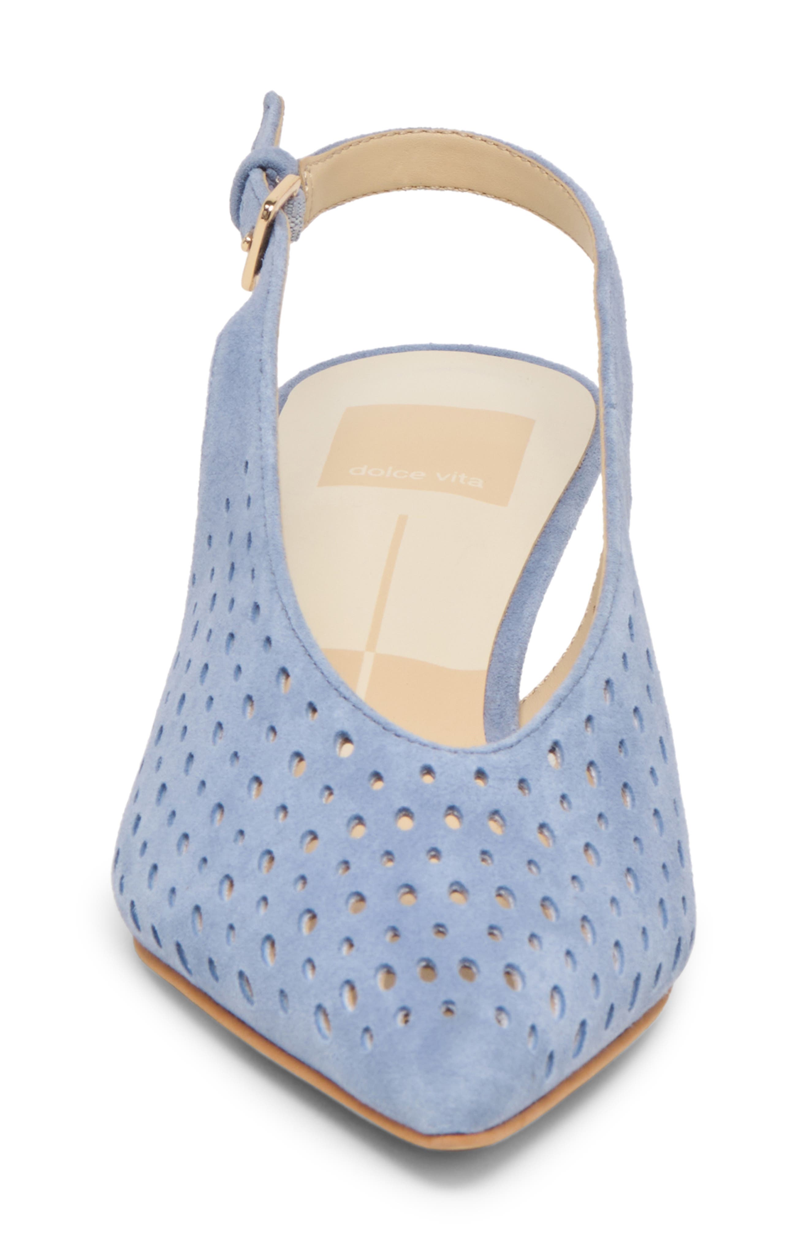 Dolce Vita Alenna Perf Slingback Pointed Toe Kitten Heel Pump, Alternate, color, Perwinkle Suede