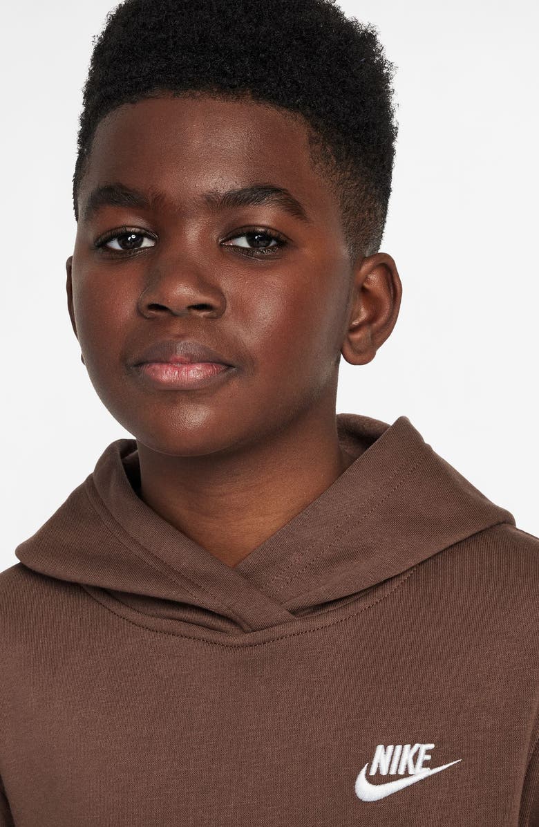 Nike Kids' Club Fleece Hoodie, Alternate, color, Fauna Brown/ White