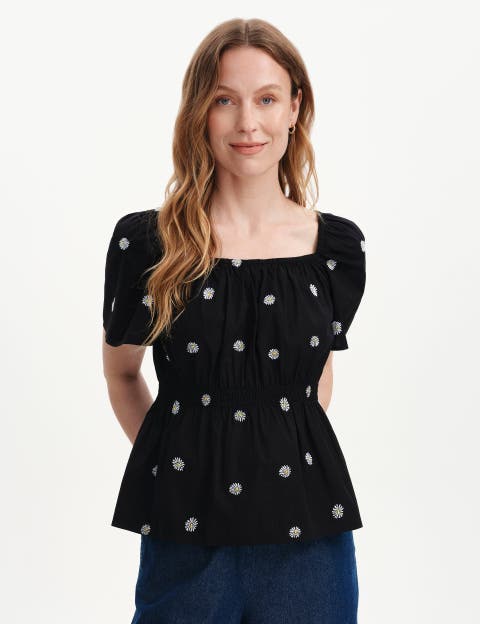 Holly Floral Embroidered Cotton Top