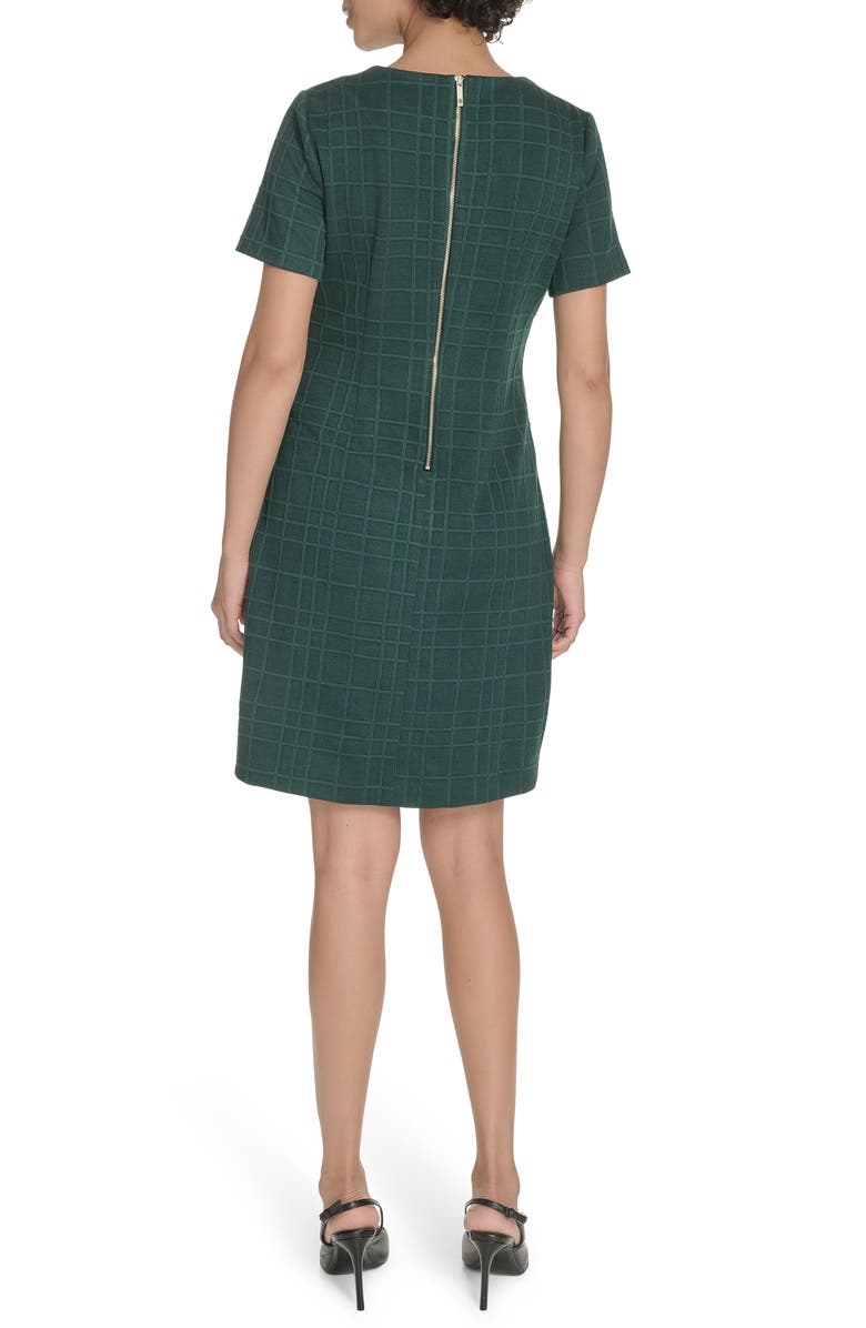 Tommy Hilfiger Windowpane Short Sleeve Shift Dress, Alternate, color, Cypress