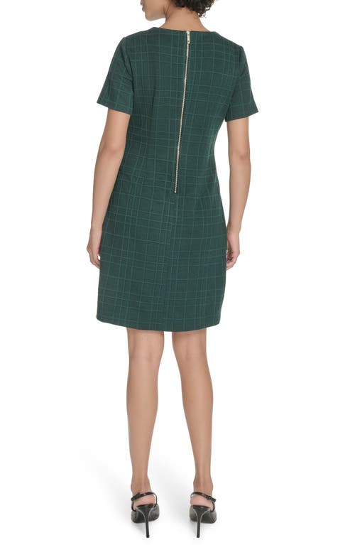 Tommy Hilfiger Windowpane Short Sleeve Shift Dress In Green