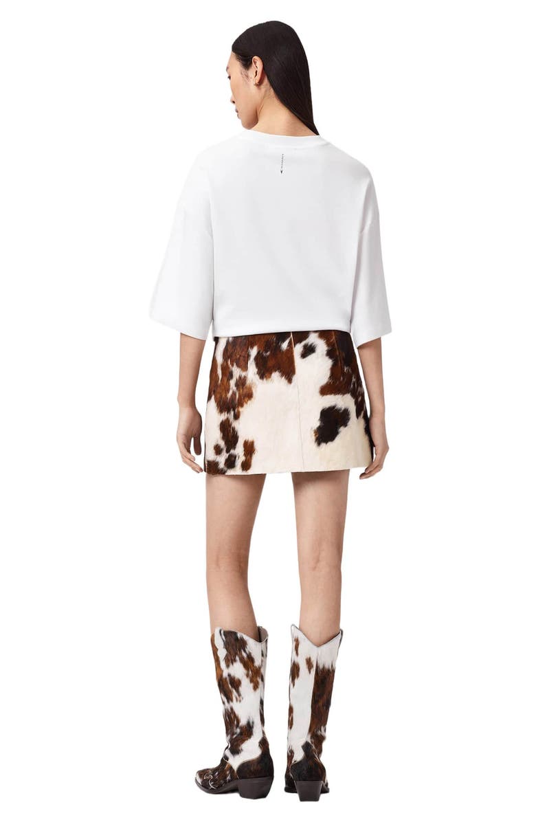 AllSaints Dapple Genuine Calf Hair Miniskirt, Alternate, color, Cow Print