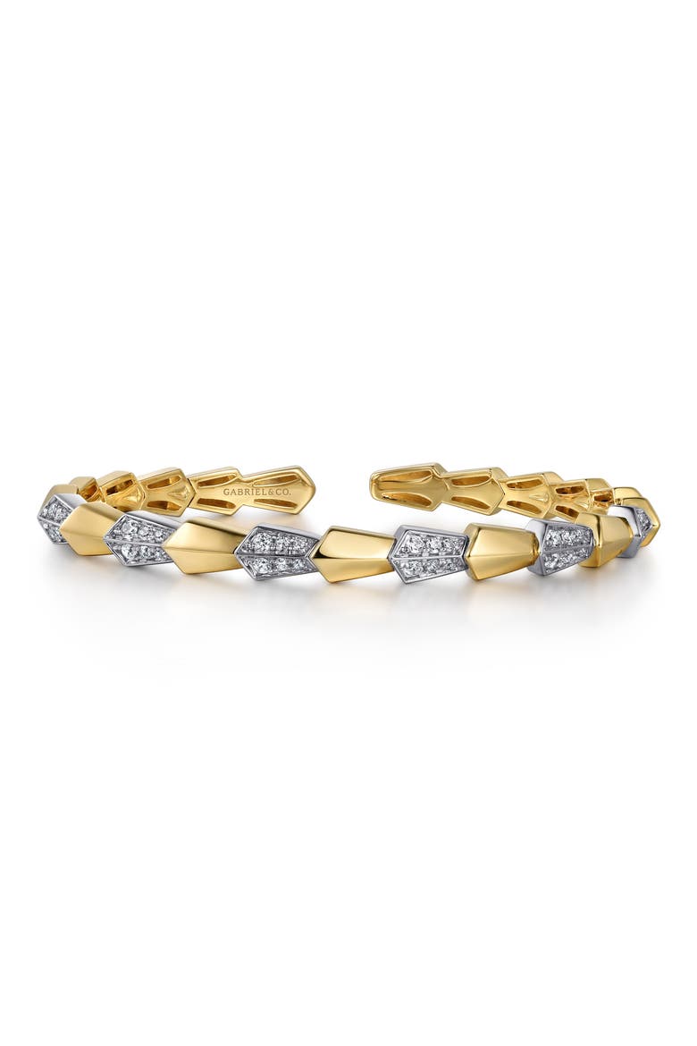 14K Gold & Diamond Cuff Bracelet, Main, color, 14K YELLOW/ WHITE GOLD