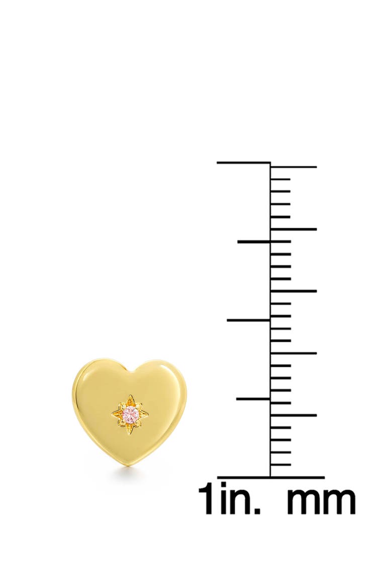 Kids' Pink Cubic Zirconia Heart Stud Earrings, Alternate, color, GOLD
