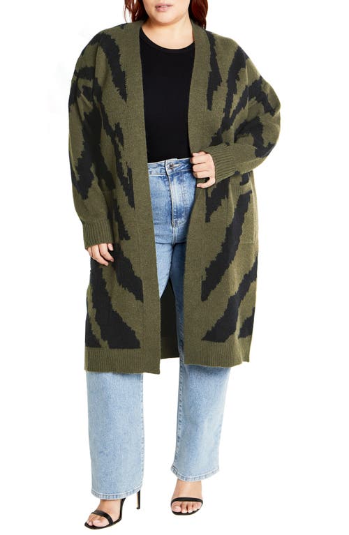 City Chic Earn Your Stripes Cardigan In Gray