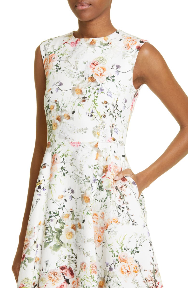 Adam Lippes Floral Print Cotton Stretch Twill Fit & Flare Dress, Alternate, color,