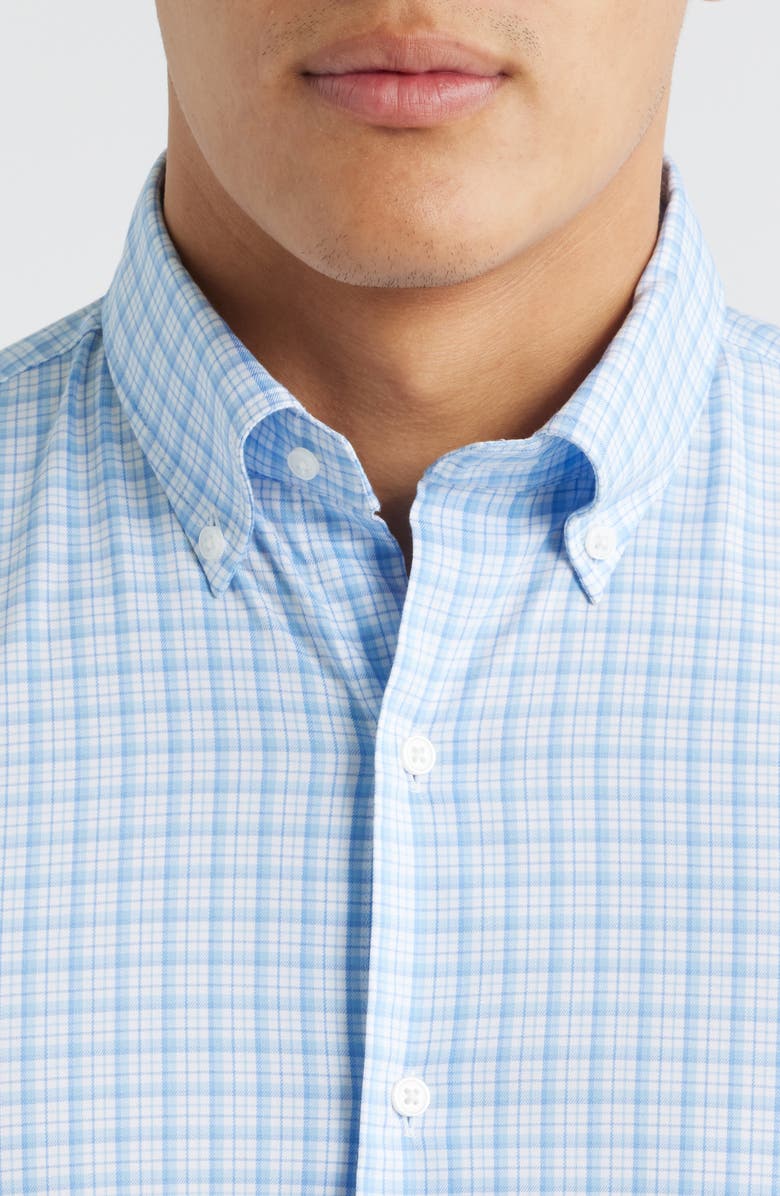 Peter Millar Crown Lite Shadow Check Performance Twill Button-Down Shirt, Alternate, color, Cottage Blue