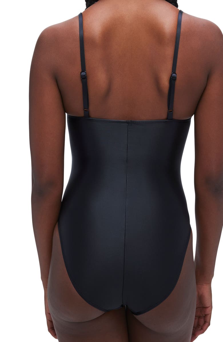 Good American Always Ruched One-Piece Swimsuit, Alternate, color, Black001