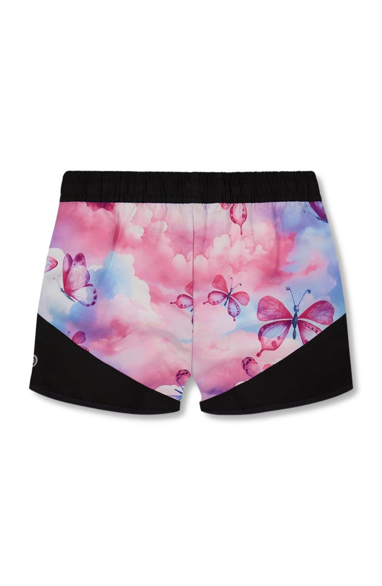 Deux par Deux Little Girl's Printed Athletic Short Pink, Blue And Butterflies, Alternate, color,