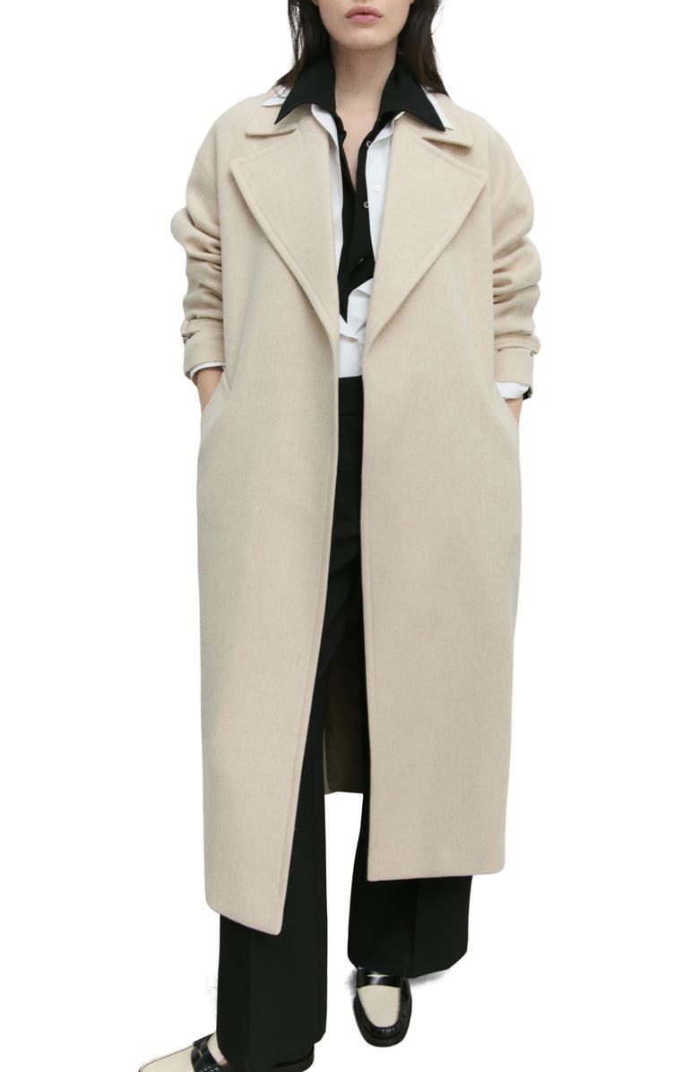 MANGO Manteco Wool Blend Oversize Longline Coat, Main, color,