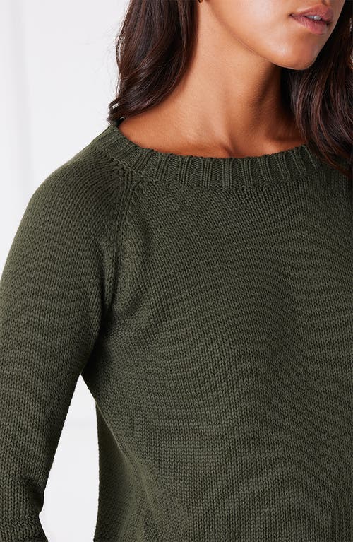 Paneros Clothing Sloane Cotton Crewneck Sweater In Forest Green