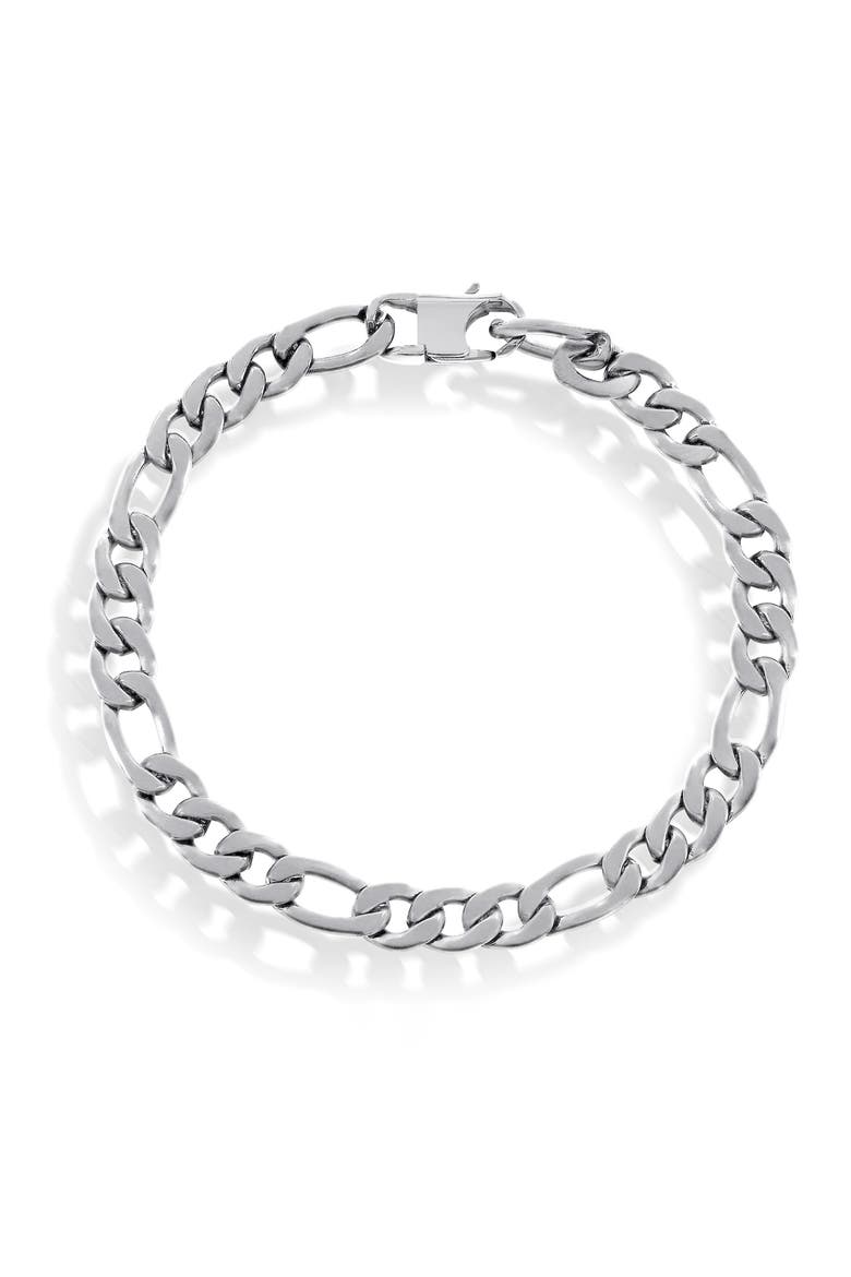 Men's Figaro Chain Bracelet, Main, color, SILVER