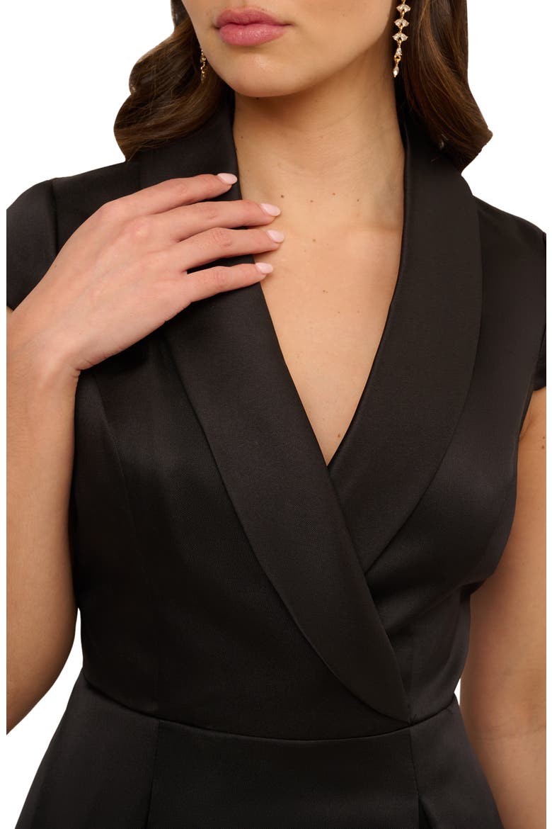 Box Pleat High-Low Mikado Dress, Alternate, color, BLACK