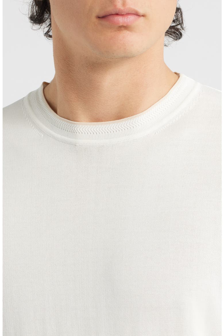 Short Sleeve Cotton Crewneck Sweater, Alternate, color, WHITE