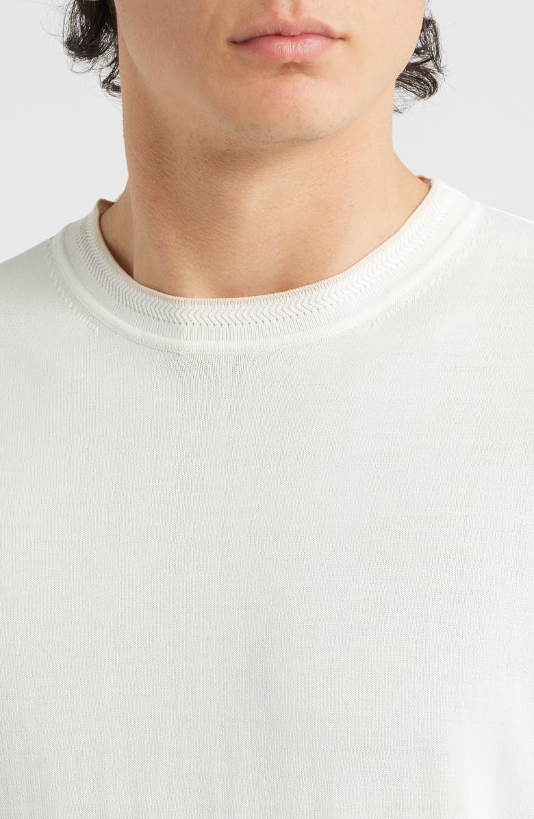 Canali Short Sleeve Cotton Crewneck Sweater, Alternate, color, White