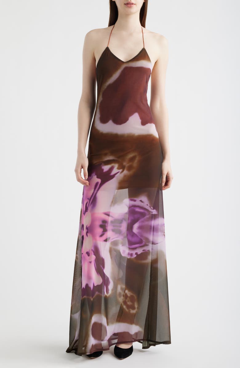 Feners Balita Mesh Maxi Dress, Main, color, Moka