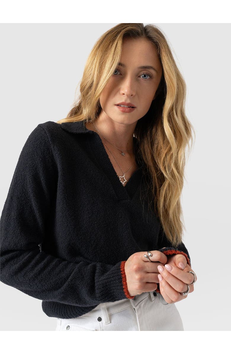 Saint + Sofia Delphi Polo Knit, Alternate, color, Black