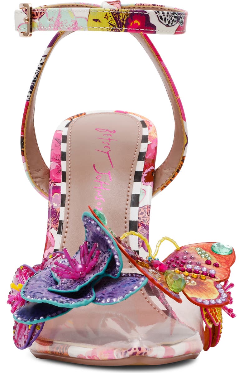 Betsey Johnson Chelsie Floral Ankle Strap Sandal, Alternate, color, White Multi