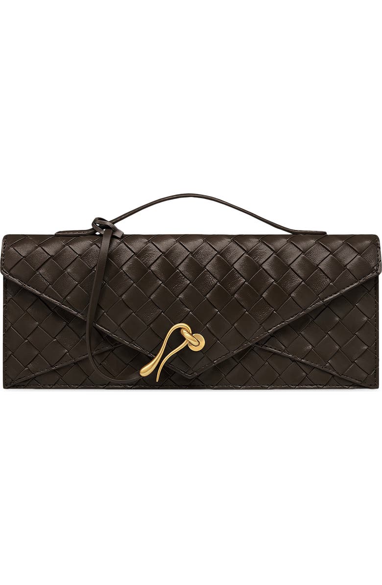 JW PEI Celeste Woven Faux Leather Envelope Top Handle Bag, Main, color, Dark Brown