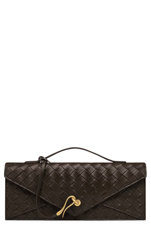 Celeste Woven Faux Leather Envelope Top Handle Bag