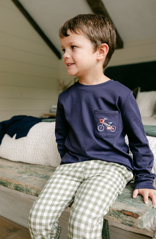 Little Paper Kids Brooks Pocket Bicycle Tee In Blue