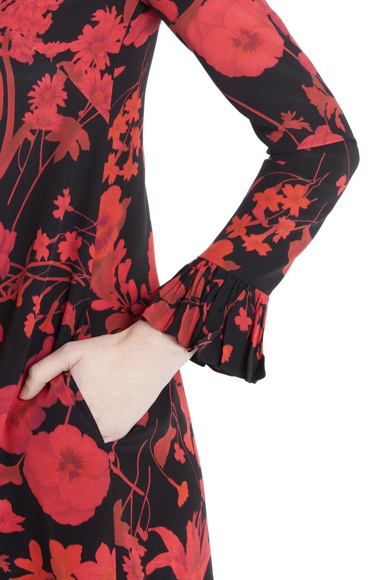 Valentino Floral Long Sleeve Silk Crêpe de Chine Minidress, Alternate, color, 
