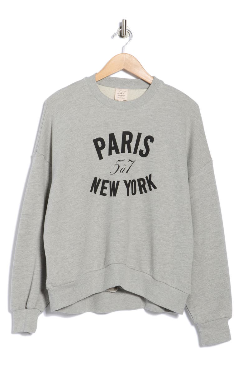 Cinq à Sept Paris & New York Brandy Sweatshirt, Alternate, color, Heather Grey/ Black
