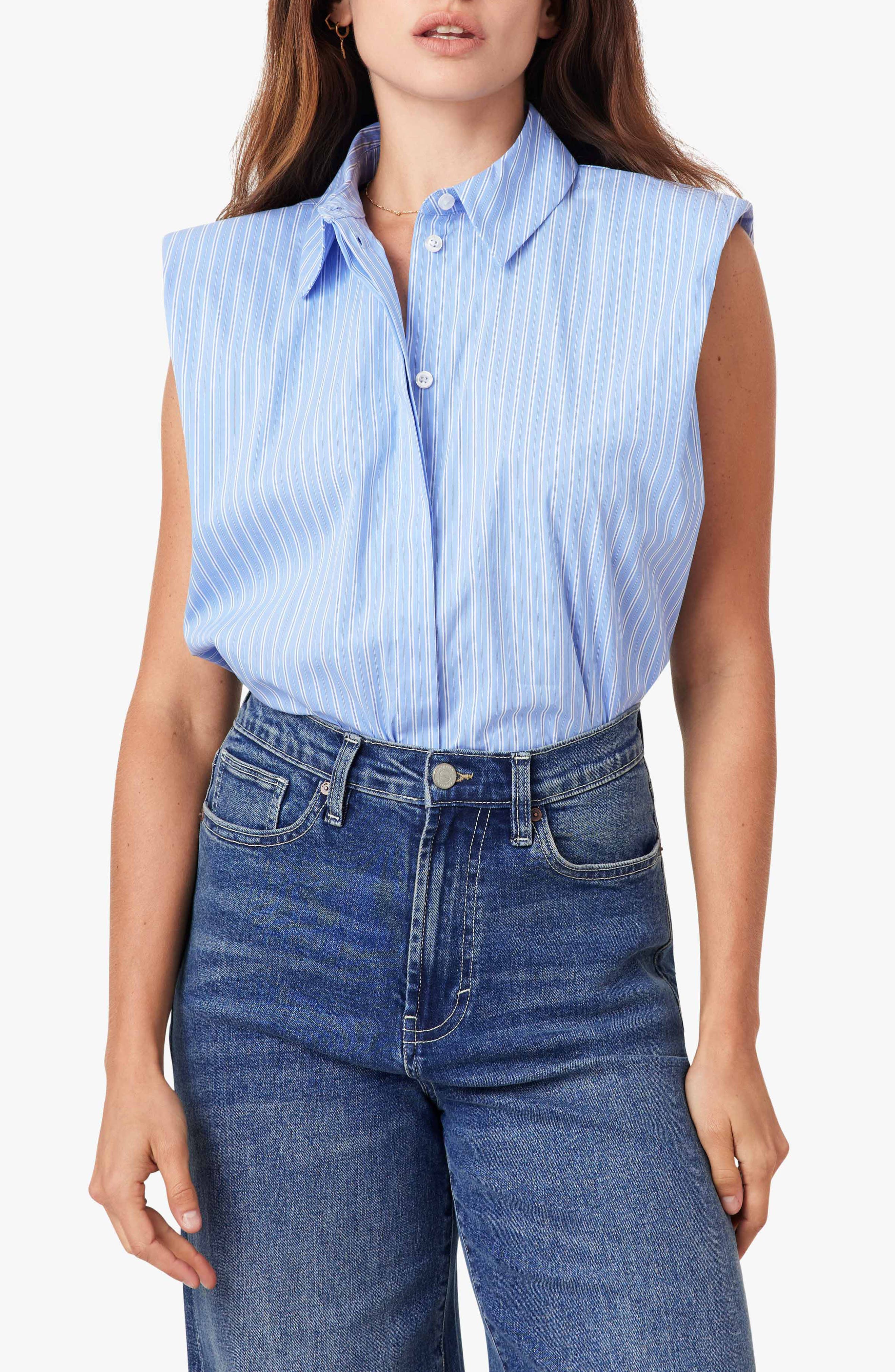 Shoulder Pad Sleeveless Shirt - image 3