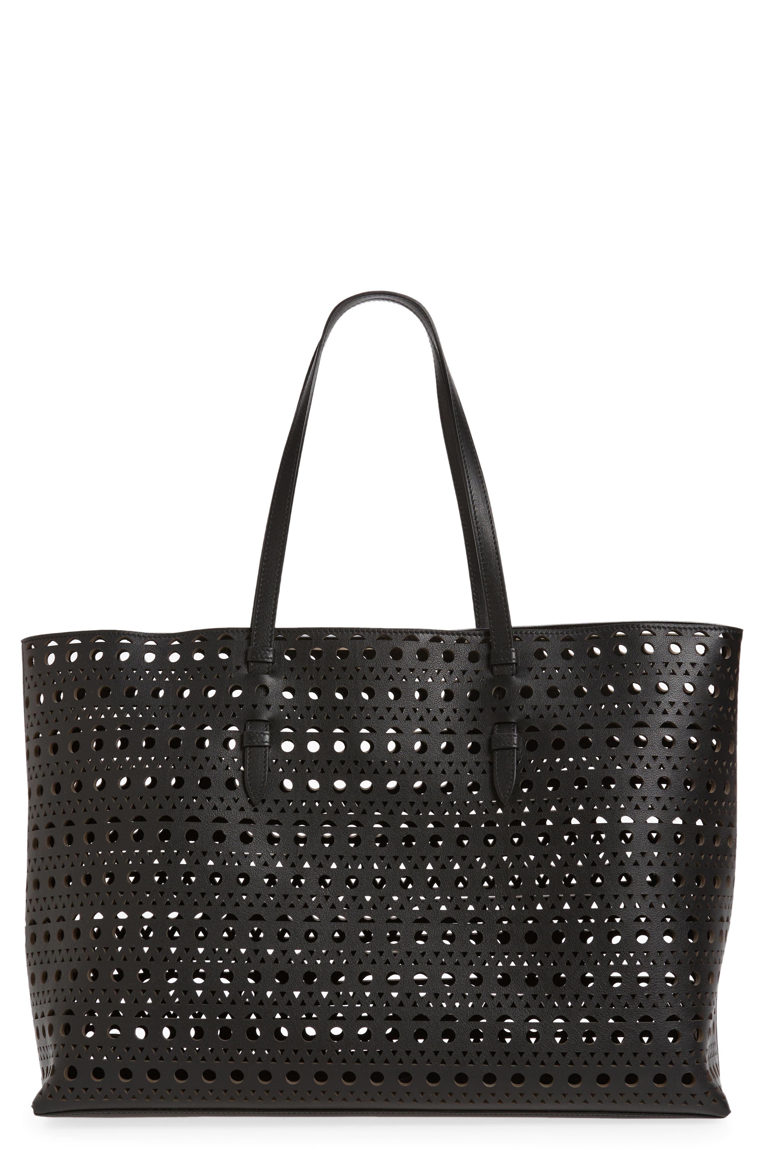 Alaïa Mina 44 Perforated Leather Tote, Main, color, 