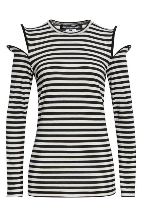 Wired Cutout Stripe Cotton Jersey T-Shirt
