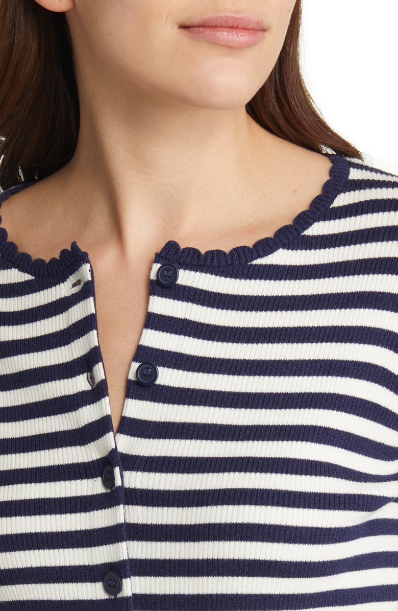 & Other Stories Stripe Wool & Cotton Blend Rib Cardigan, Alternate, color, 