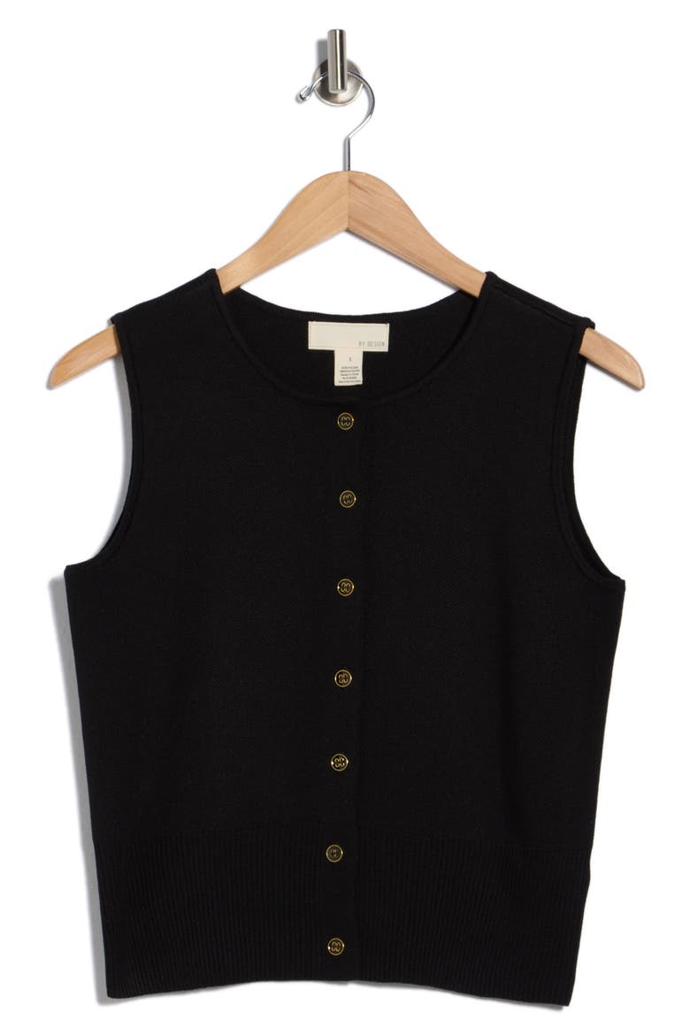 Julianna Button Front Sweater Vest, Alternate, color, BLACK
