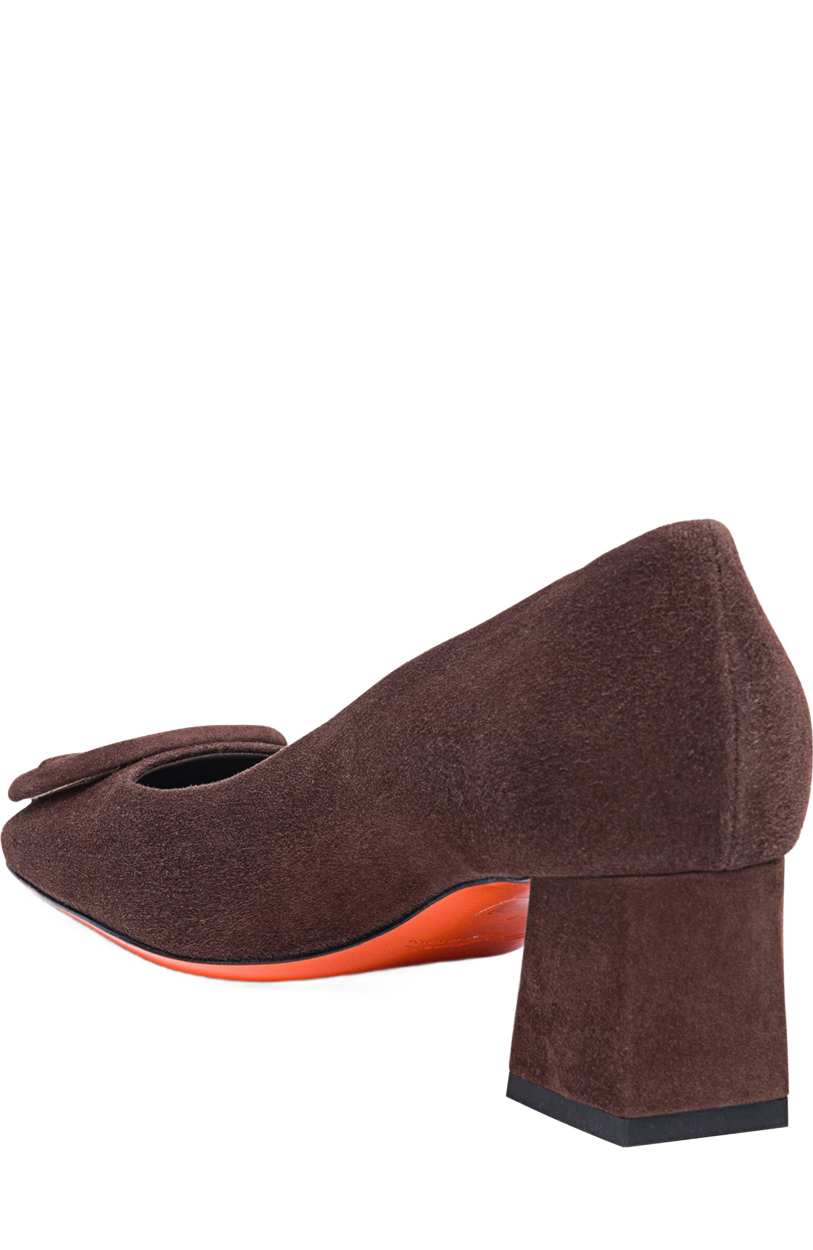 Santoni Suede low-heel pump, Alternate, color, Brown