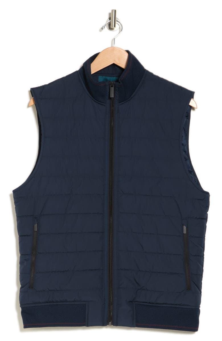Perry Ellis Quilted Puffer Vest, Alternate, color, Dark Sapphire