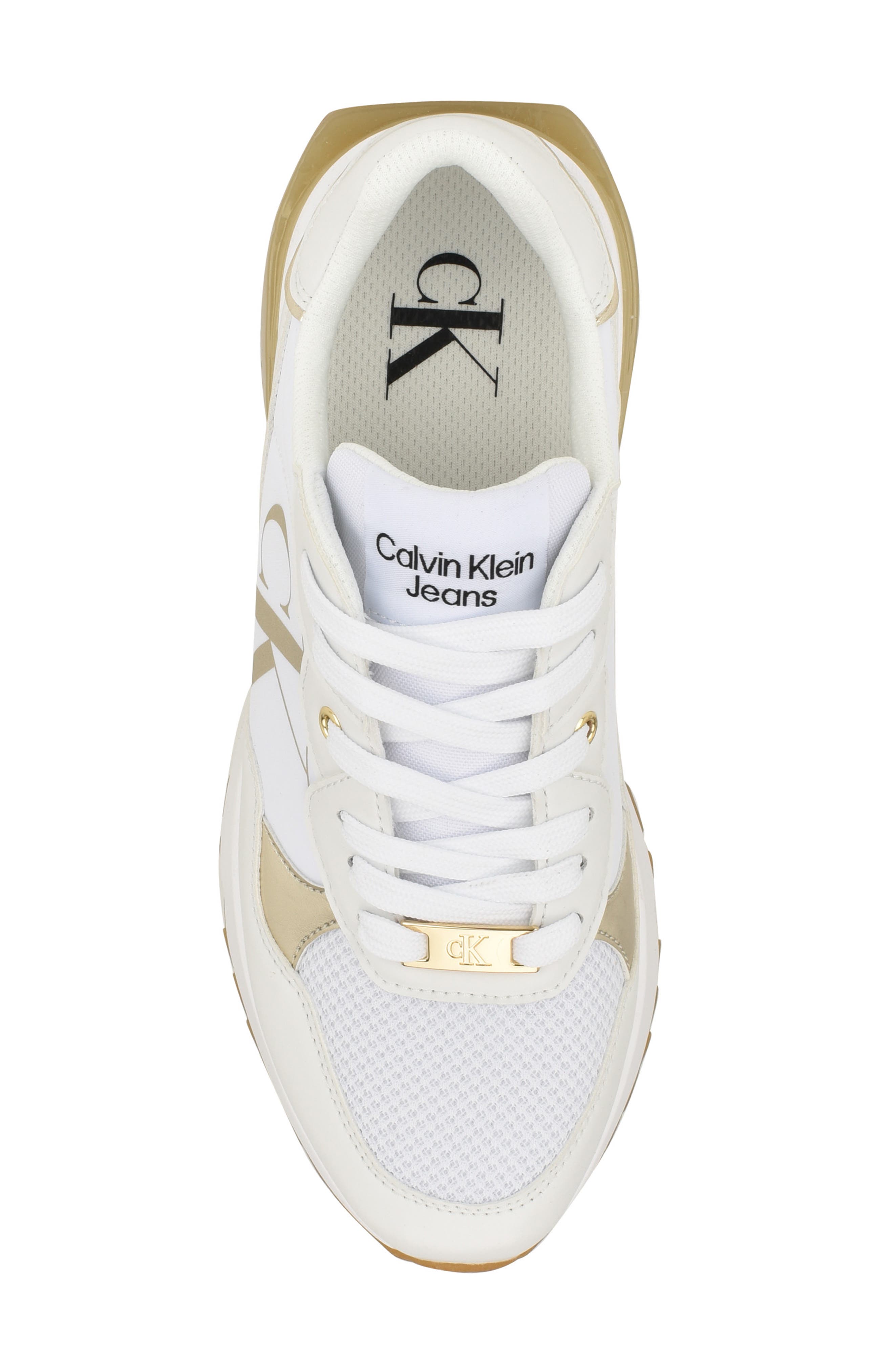 Calvin Klein Magalee Sneaker, Alternate, color, White/Gold