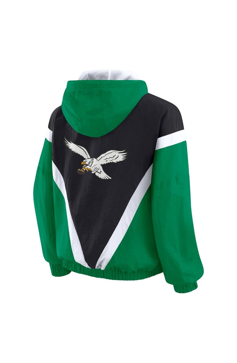 WEAR by Erin Andrews Women's WEAR by Erin Andrews Kelly Green/Black Philadelphia Eagles Retro Crinkle Full-Zip Hoodie Windbreaker, Alternate, color, Kelly Green