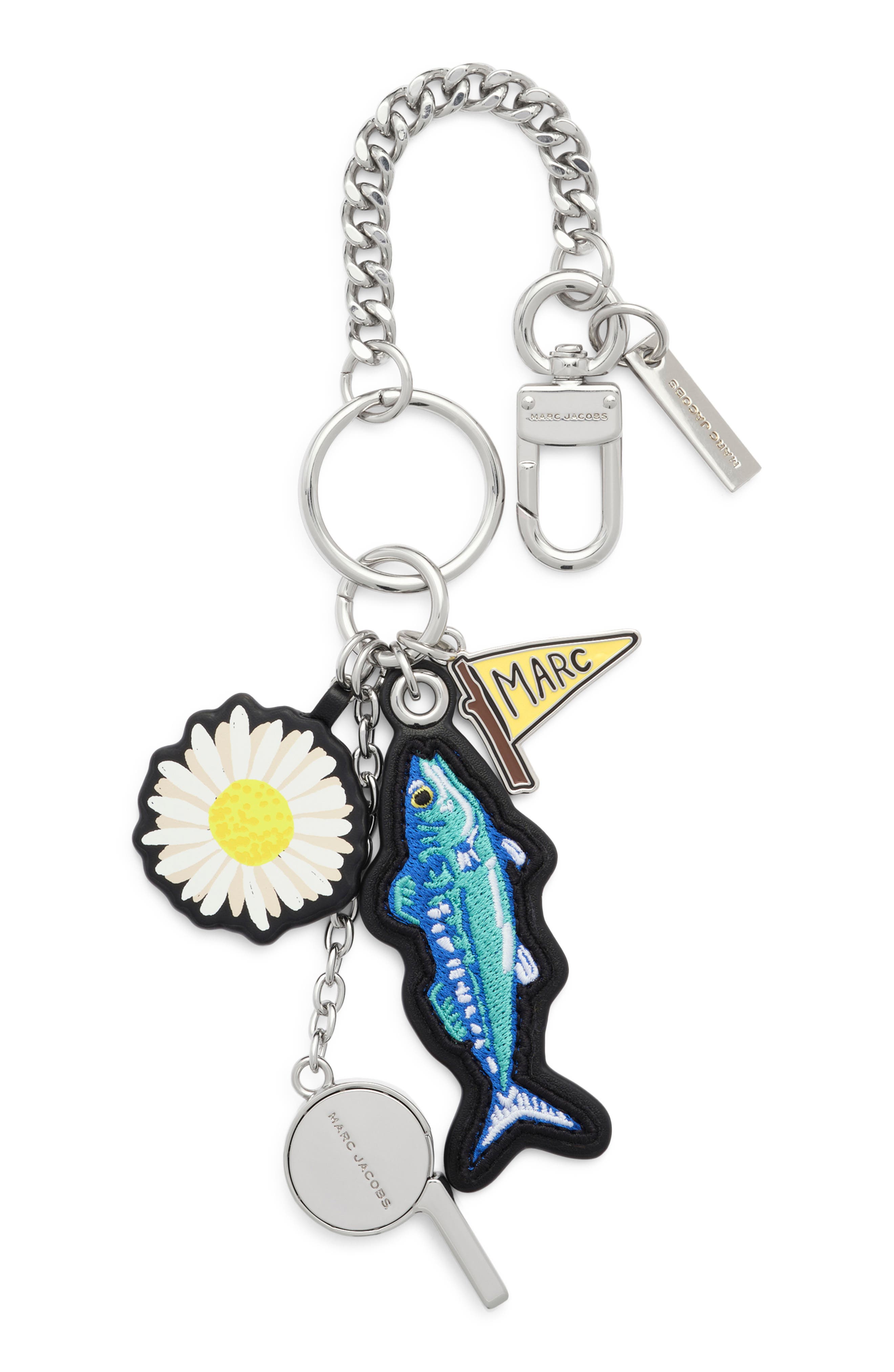 Marc Jacobs The Cluster Fish Bag Charm In Silver