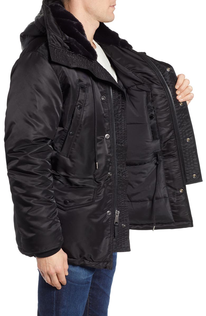 Schott NYC Satin Flight Parka with Removable Faux Fur Lining, Alternate, color, 