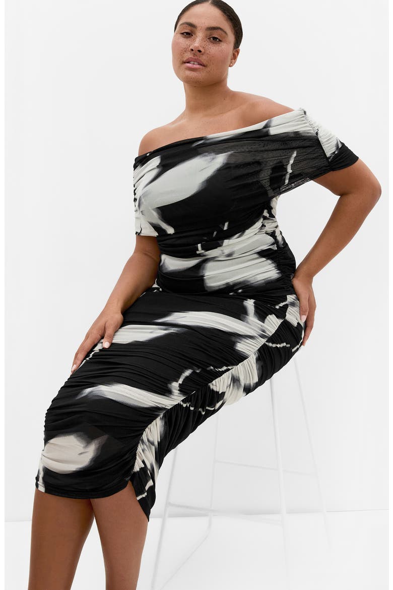 Dana Mesh Midi Skirt, Alternate, color, BLACK BLUR